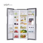 داخل یخچال فریزر سامسونگ RS25 نقر ای