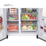 کشوهای یخچال فریزر X267 ال جی نقره ای